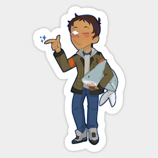 Lance and shark plush Sticker